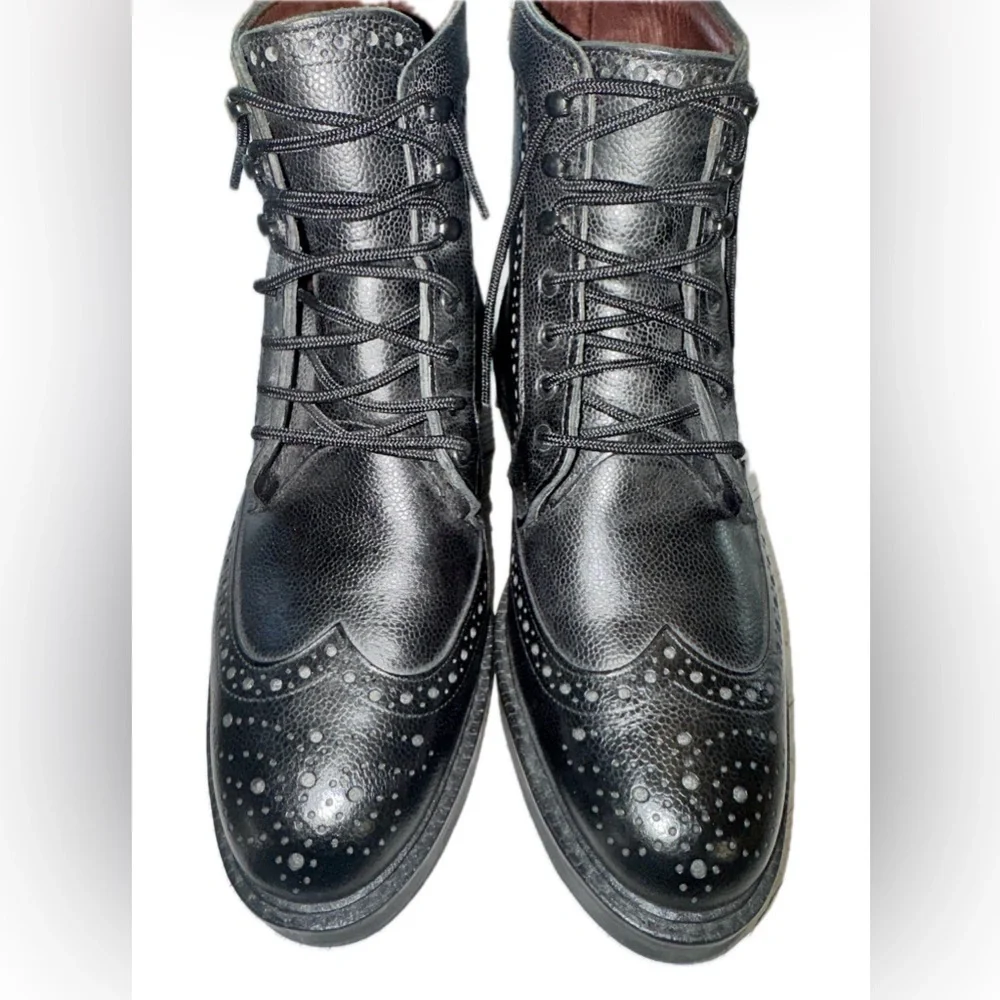 Allen Edmonds Long Branch Wing Tip Dress Boots Pebble Leather Lace Up Men’s 10.5